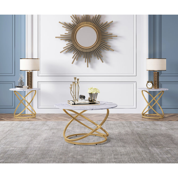 Gold coffee table set store of 3